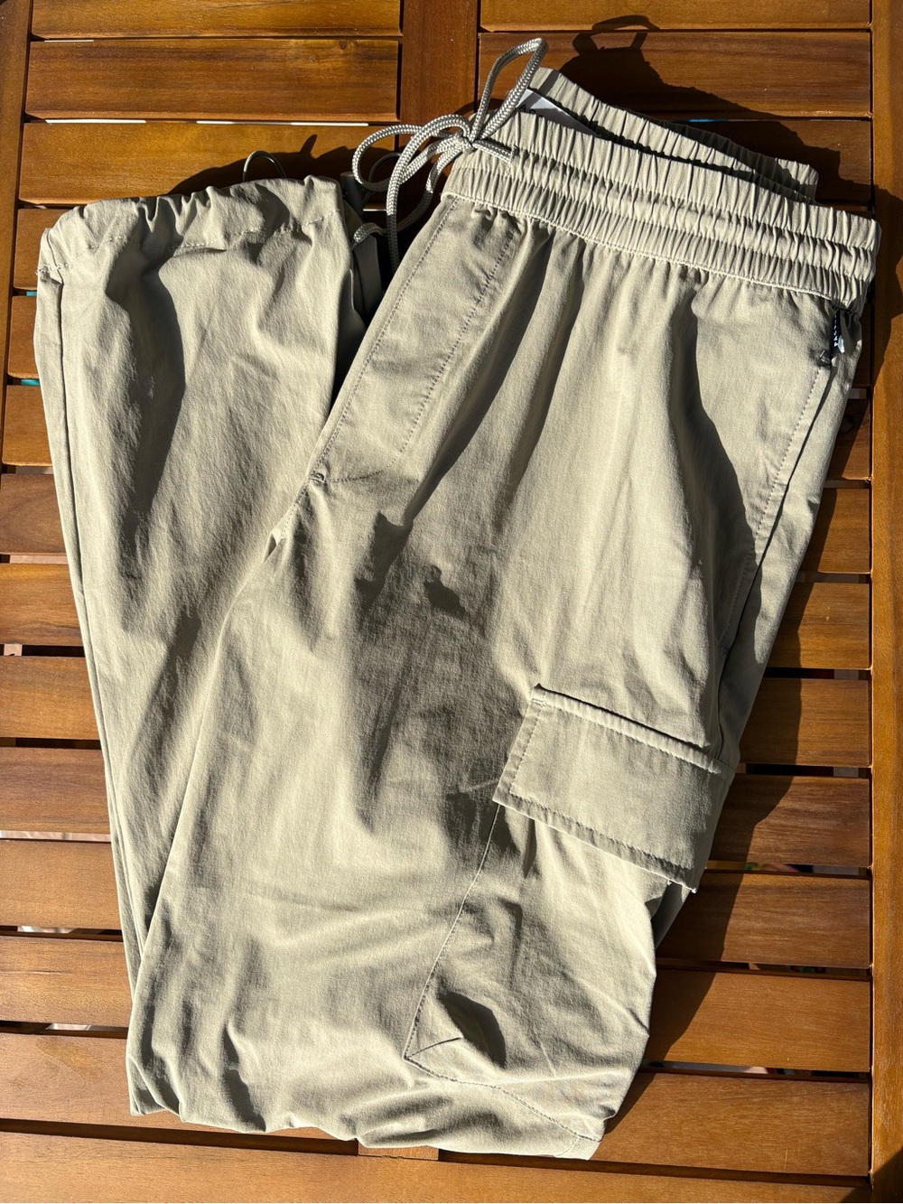 Khaki Drawstring Cargo Pants - Picture 4 of 6
